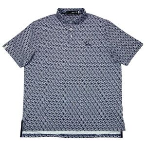 RLX Ralph Lauren Men’s Golf Polo Shirt L Blue Motorcycle Print Ko Olina